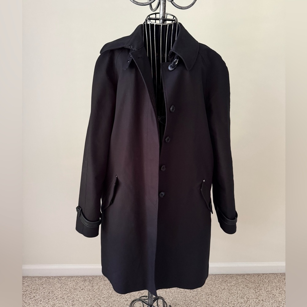 Pendleton Black Cotton Blend Trench Coat – Zip-Out Plaid Liner – Size 12.